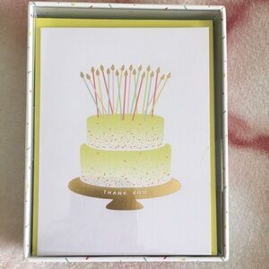 Yellow Birthday Cake Candles Boxed Thank You Cards NWT Sheffield Home 16ct